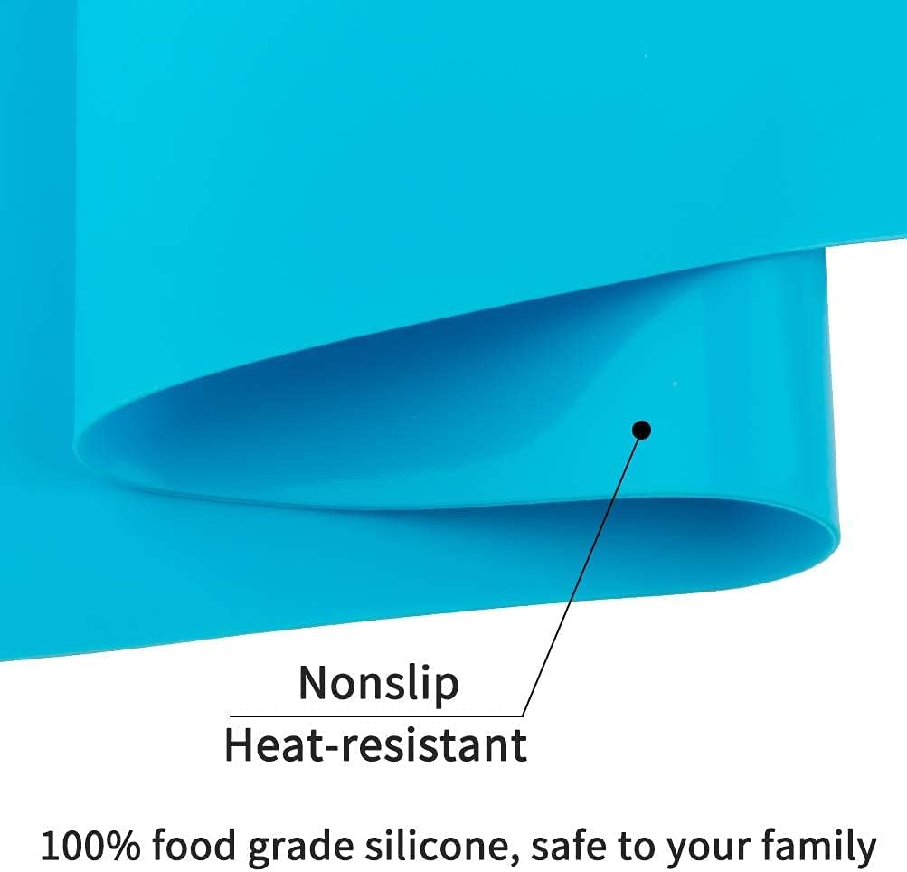 Extra Large Dark Green Countertop Mat - Silicone Table Kitchen Desk Mat - Non-Slip & Heat Resistant - Dinner Placemat Pastry Dough Rolling Mat - Colors B