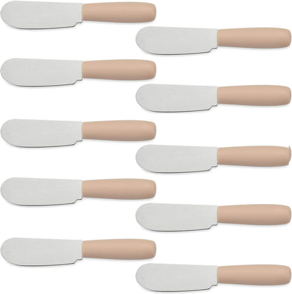 10 Pieces Cheese Spreader Set, Multipurpose Stainless Steel Mini Butter Spreader Knives with Plastic Handle, Bread Sandwich Cream Cheese Condiment Knives, 4 Inches Small Size