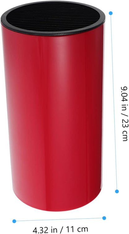 Garneck Universal Knife Block for the Kitchen - Metal Utensil Holder with Space for Kitchen Knives - Scissors and More - Practical Organiser for Drawer and Worktop - Red
