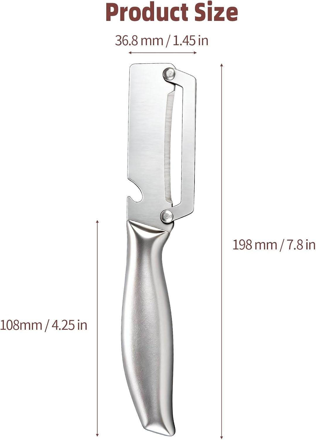 Multifunctional Vegetable Peeler, 2 in 1 Stainless Steel Fruit Veggie Peeler, Handheld Potato Peeler Knife with Bottle Opener Kitchen Tool for Peeling Carrrot Pineapple Pumpkin Papaya(2 Pack)