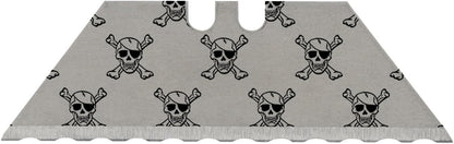 NDZ Performance Serrated Steel Blade Replacement for Utility Knife & Box Cutters, Custom Double Sided Laser Engraved Designs, Silver - Skull - 3 Pack