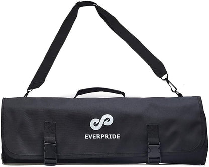 EVERPRIDE Chef Knife Roll Bag Holds 10 Knives – Contains 2 Large Zippered Pockets for Meat Cleavers and Cooking Tools – Durable Knife Carrier Case for Chefs and Culinary Students – Knives Not Included