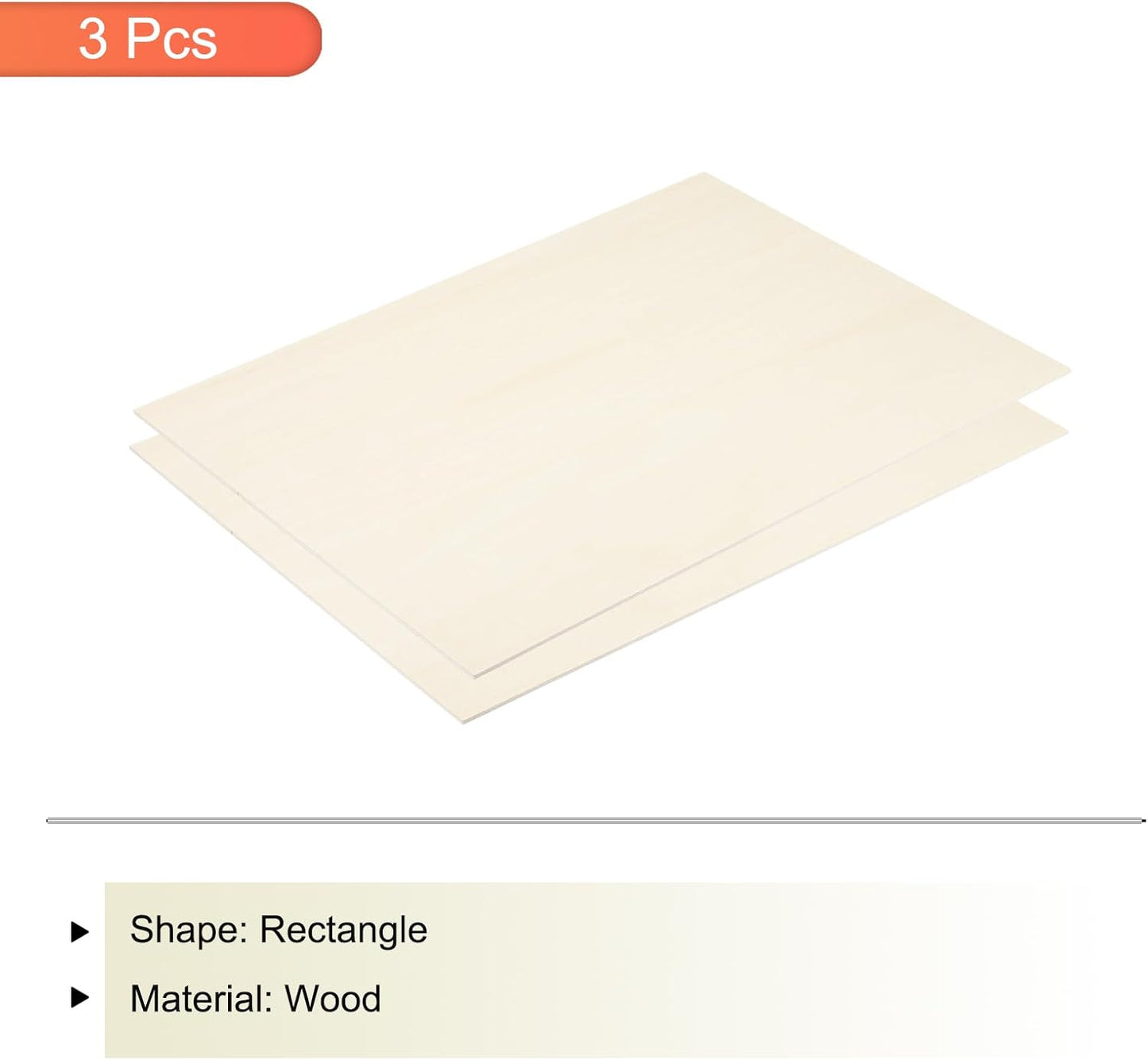 MECCANIXITY 3pcs Basswood Sheets 12 x 8 x 3/8 Inch Unfinished Wood Boards Plywood for DIY Crafts Laser Cutting with Smooth Surfaces