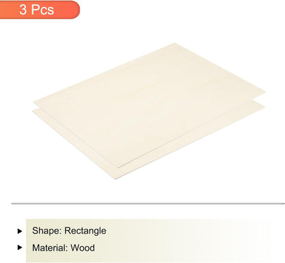 MECCANIXITY 3pcs Basswood Sheets 12 x 8 x 3/8 Inch Unfinished Wood Boards Plywood for DIY Crafts Laser Cutting with Smooth Surfaces