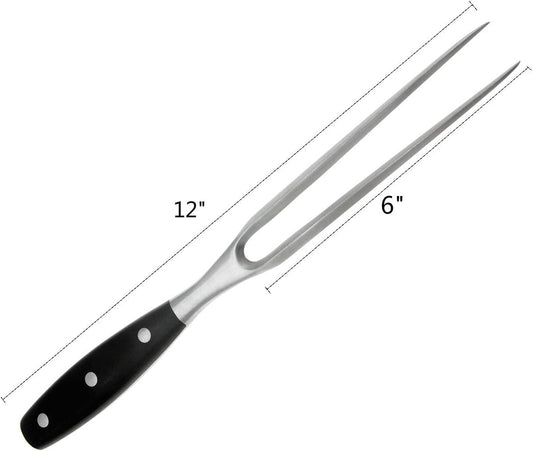 Carving Fork, Meat Fork, 12 Inch Cooking Fork, Stainless Steel BBQ Fork, Long Metal Chef Pro Kitchen Forks for Barbecue, Serving, Cooking, Grilling, Roasting