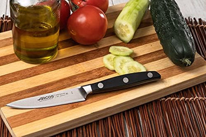 Arcos Forged Paring Knife 4 Inch Stainless Steel. Sharp Kitchen Knife for Peeling Fruits and Vegetables. Ergonomic Polyoxymethylene Handle and 100mm Blade. Series Manhattan. Color Black