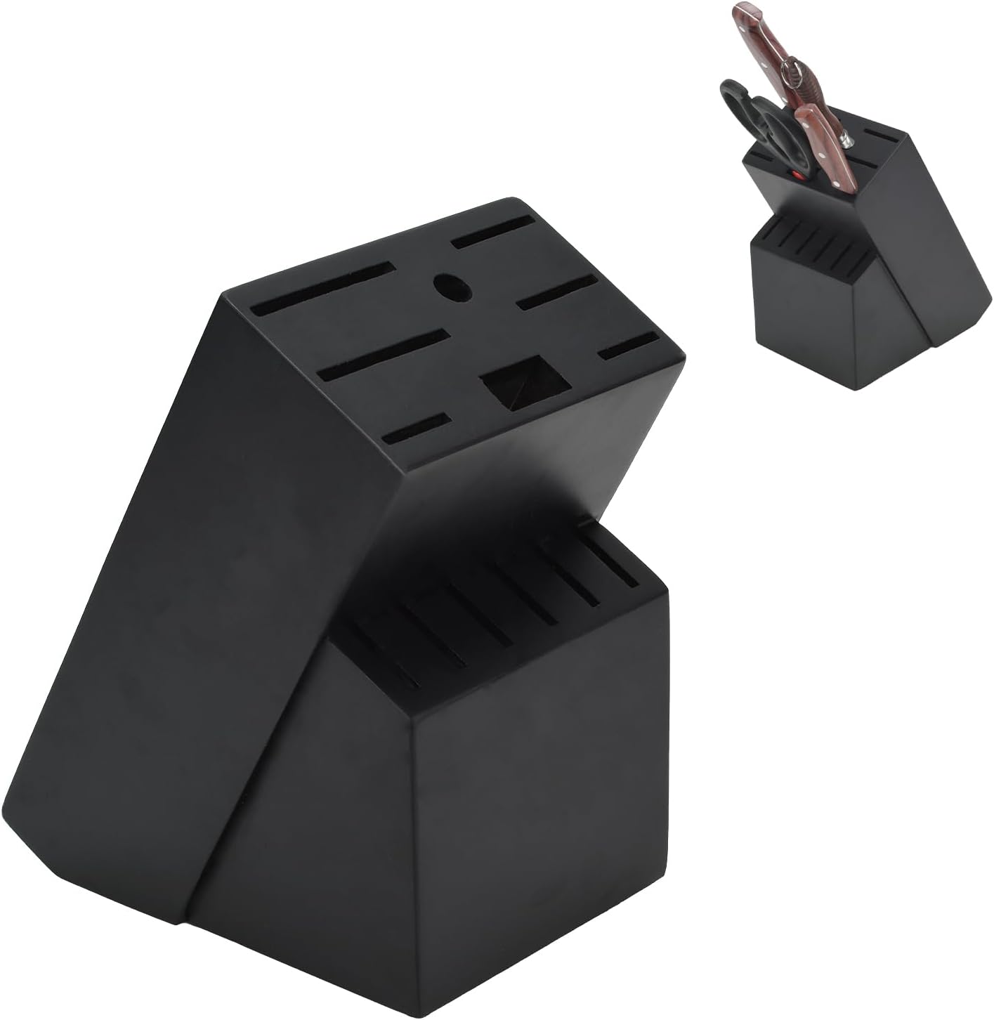 14 Slots Knife Block, Wooden Knife Holder without Knives Universal Knife Block for Kitchen Acacia Wood Knife Holder Butcher Block Knife Stand for Countertop Kitchen Storage