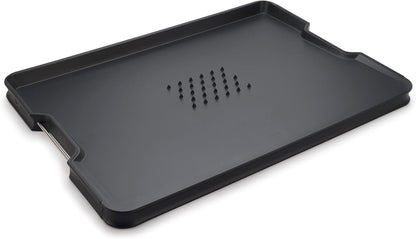 Joseph Joseph Cut&Carve Plus - Non-Slip, Multi-Function, Double-Sided Cutting Board for Food Preparation and Carving- Dishwasher Safe, Large – Black