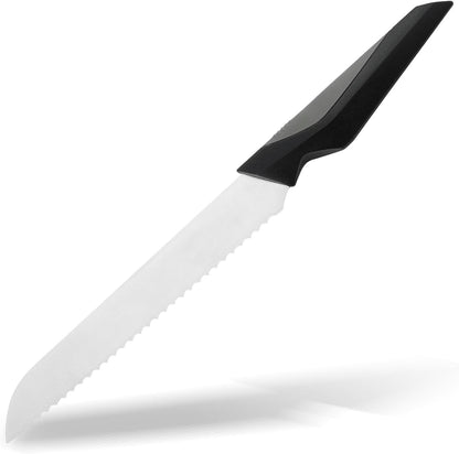 Bread Knife for Homemade Bread, 8 Inch Serrated Bread Knife Stainless Steel, Cutting Knives Ideal for Slicing Breads, Bagels, Cake, Comfortable Handle, Black