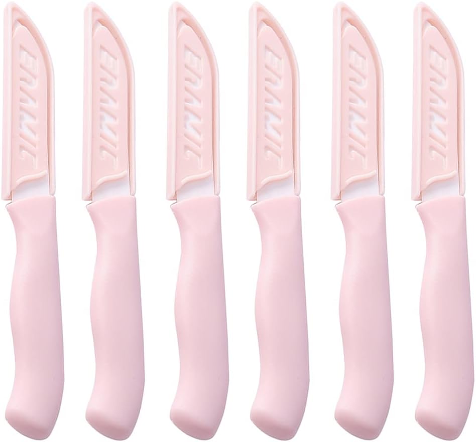 6 Pack Ceramic Paring Knife with Knife Cover, Lightweight Ceramic Knives, Fruit and Vegetable Small Knife (Mix)