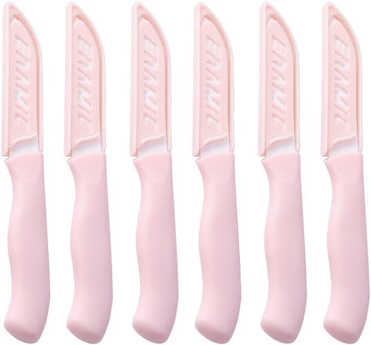 6 Pack Ceramic Paring Knife with Knife Cover, Lightweight Ceramic Knives, Fruit and Vegetable Small Knife (Mix)
