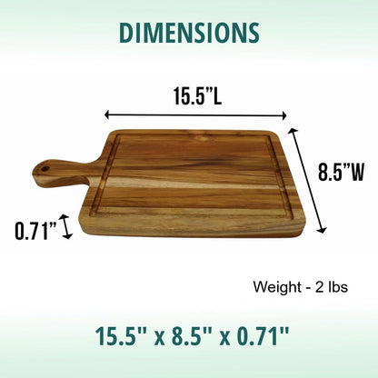 EcoDecors 18"x14" Extra Large Teak Cutting Board, Edge Grain Wood with Juice Groove & Handle, FSC Certified for Kitchen, Carving & Butcher Block Prep