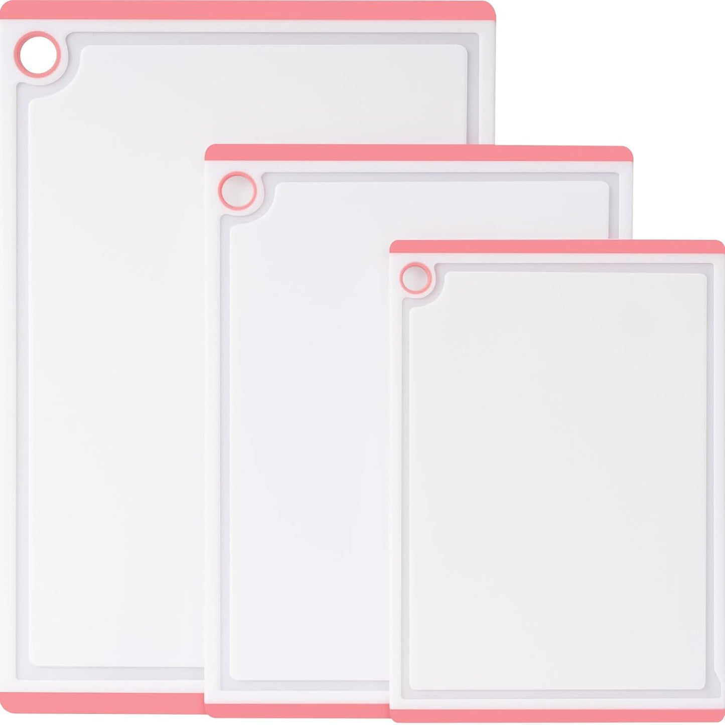Plastic Cutting Boards for Kitchen, 3-Piece Large Cutting Board Set Dishwasher Safe Chopping Boards with Non-slip Feet and Juice Grooves, Kikcoin