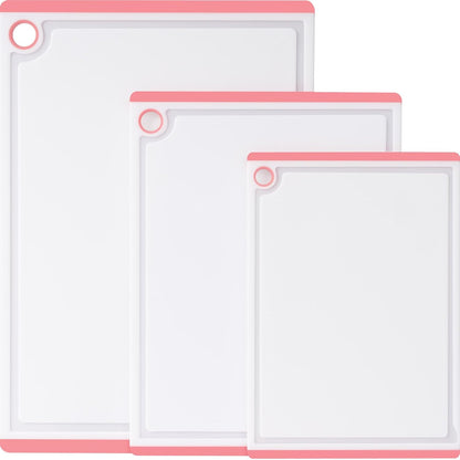 Plastic Cutting Boards for Kitchen, 3-Piece Large Cutting Board Set Dishwasher Safe Chopping Boards with Non-slip Feet and Juice Grooves, Kikcoin