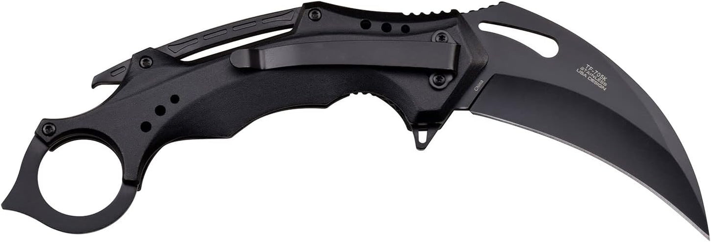 Tac-Force Folding Pocket Knife, 3.25-inch Serrated Blade, Orange Aluminum Handle, 7.75-inch Overall Length TF-705EM