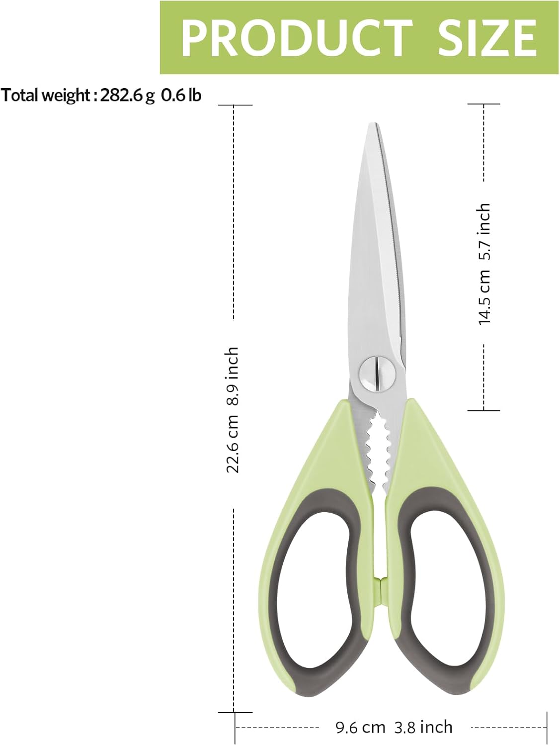 Kitchen Scissors, Sharp Knife Stainless Steel Blades, Soft Grip, Dishwasher Safe, Light Green/Sky Blue, Pack of 2