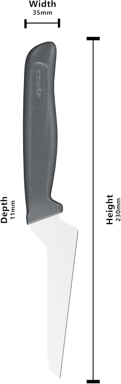 Zyliss Offset Santoku Knife – Sharp German Stainless Steel Blade – Sustainable Wheat Straw Handle – Precision Kitchen & Vegetable Knife – Dishwasher Safe – 3.9 inches