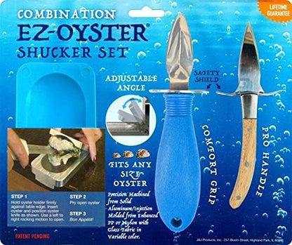 J&J Products The EZ - Oyster Variable Angle Opener Shucking Tool made from Recycled Ocean Bound Plastic (1, Blue)