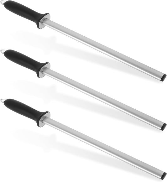 3 Pcs Diamond Sharpening Steel Rod, 12 Inches Diamond Honing Steel Knife Sharpener Rod, 1000 Grit Portable Knife Sharpener Stick for Honing Knives Blade