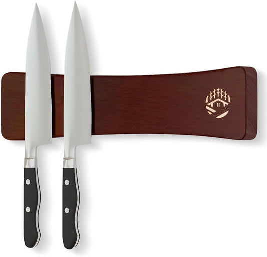 Knife Magnetic Strip, 10 Inch Solid Oak Magnetic Knife Holder for Wall with N52 Super Strong Magnets, Premium Magnetic Knife Strip Organizer for Kitchen Knives & Tools-Renter Friendly