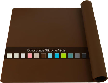 Extra Large Dark Green Countertop Mat - Silicone Table Kitchen Desk Mat - Non-Slip & Heat Resistant - Dinner Placemat Pastry Dough Rolling Mat - Colors B
