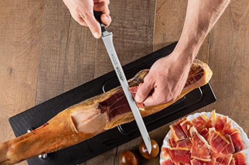 Arcos Carving Knife 12 Inch Stainless Steel. Ham Slicer Knife to Cut Ham and Meat. Ergonomic Polyoxymethylene Black Handle and 300mm Blade. Ópera Series