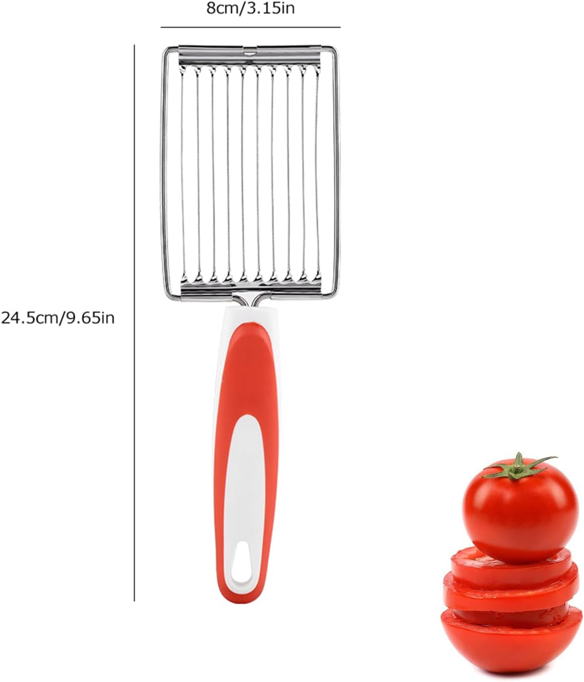 ASHATA Lunch Meat Slicer, Stainless Cutter with Handle for Cheese Potato Egg Ham Fruit Tomato, Quality Stainless Steel 10 Wires for 11, Stainless Steel Fruit Vegetable Slicer
