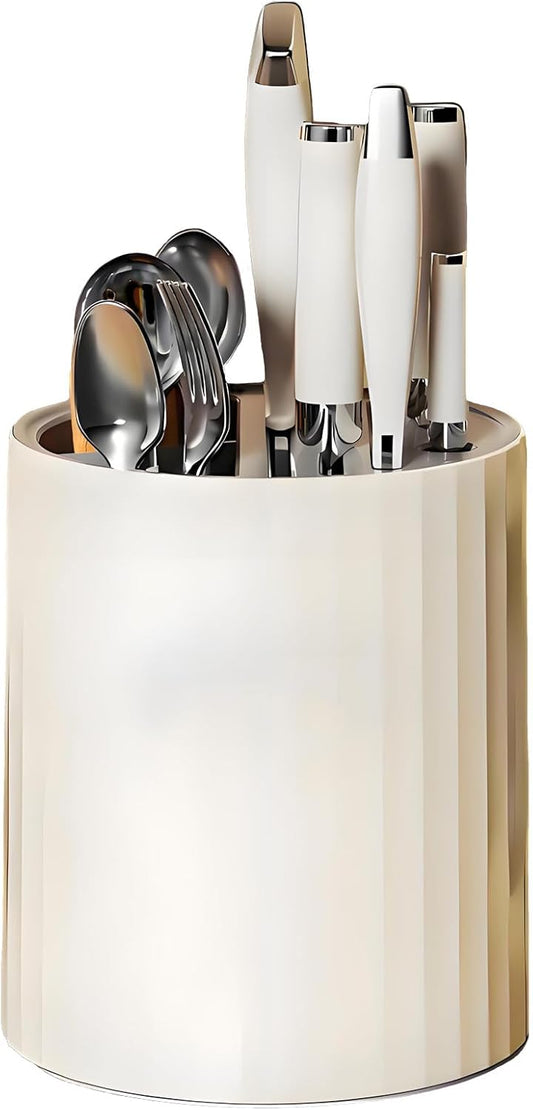 Knife Holder and Utensil Holder - Modern Rectangular Design Universal Knife Block and Kitchen Utensils Organizer for Counter-top Easy Cleaning Detachable Kitchen Knife Storage