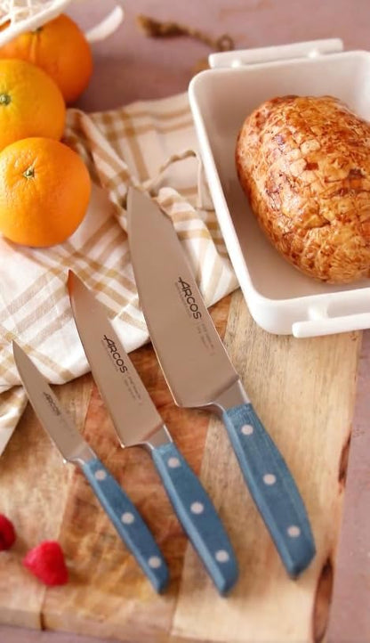 Arcos Forged Boning Knife in Nitrum Stainless Steel, Professional 6 Inch Butcher Knife for Removing Meat from Bones, Ergonomic Blue Handle, Brooklyn Series