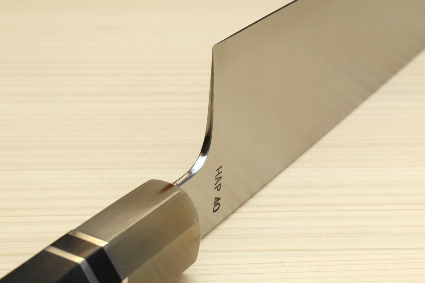 Yoshihiro HAP40 High Speed Stainless Steel Gyuto Chefs Knife Triple Ring Ebony Handle (8.25'' (210mm))