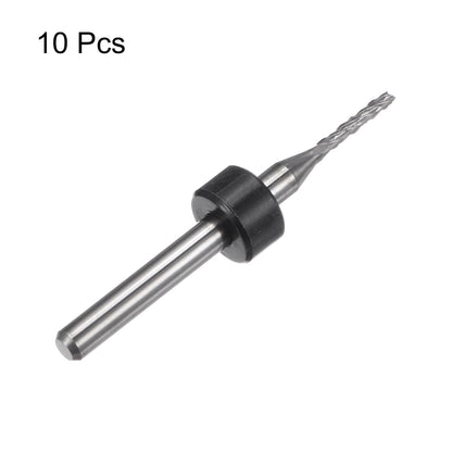 HARFINGTON 10pcs End Mill Bits 0.8mm Solid Carbide CNC Router Bits Engraving Cutter Tools for PCB Circuit Board Milling Machine Wood Carving, 1/8" Straight Shank
