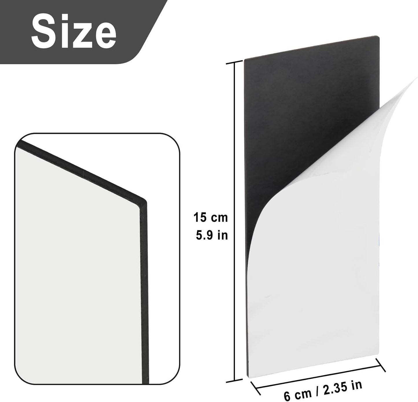 Magnetic Strips with Adhesive Backing, Strong Magnetic Tape Flat Rubber Magnet Strip, Sticky Magnet Strips for Most Surfaces, Refrigerator Whiteboard Dry Erase Board (80 x 45 x 2 mm, 5 pcs)