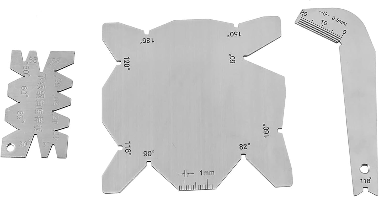 Drill Bit Angle Gauge Set 3Pcs Stainless Steel Drill Sharpening Tool, Angle Measurement Gauge for Drill Bits with Protractor, 60-160° Angle Finder for Woodworking Metalworking with
