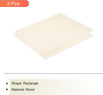 MECCANIXITY 3pcs Basswood Sheets 12 x 8 x 3/8 Inch Unfinished Wood Boards Plywood for DIY Crafts Laser Cutting with Smooth Surfaces