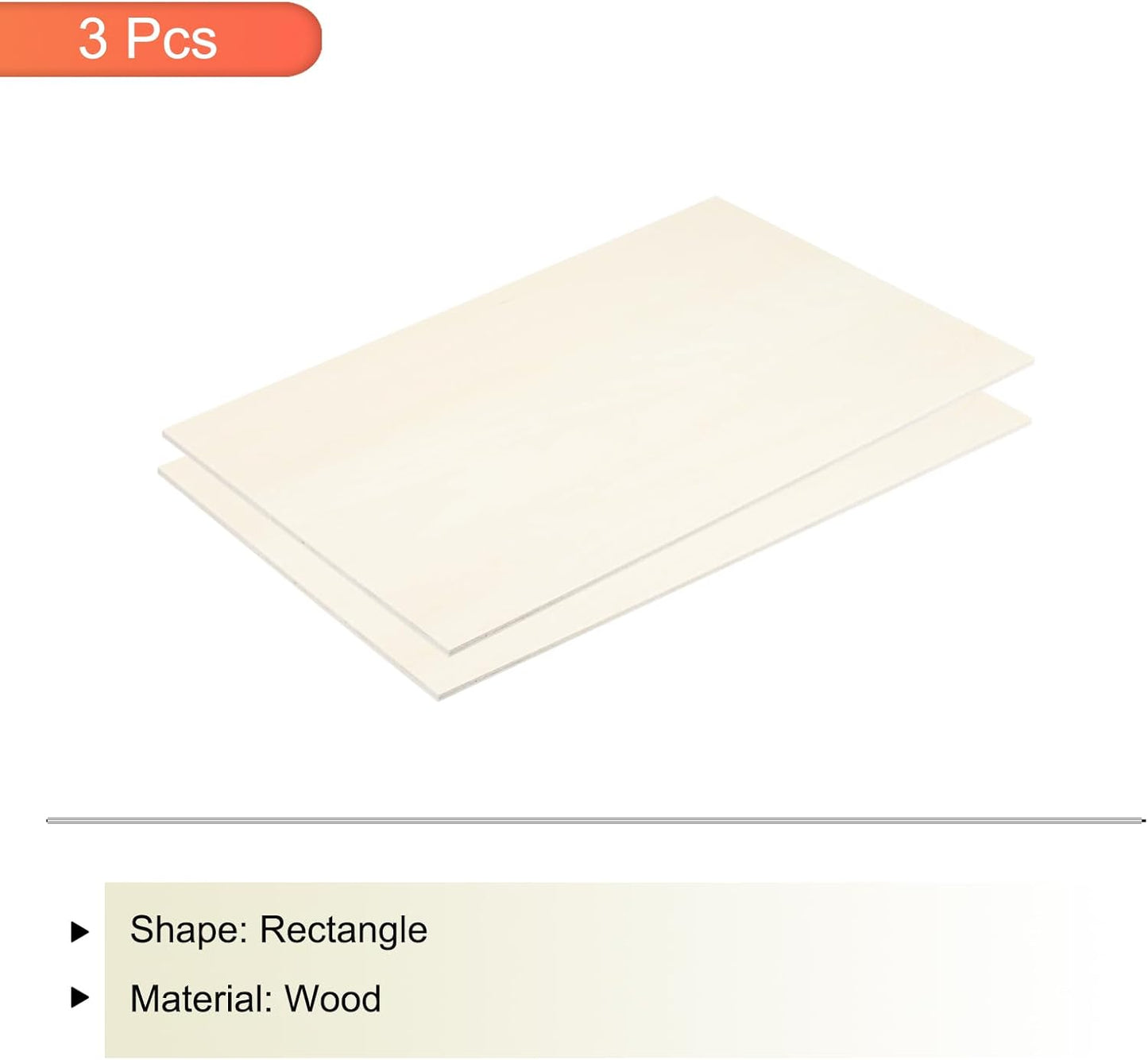 MECCANIXITY 3pcs Basswood Sheets 12 x 8 x 3/8 Inch Unfinished Wood Boards Plywood for DIY Crafts Laser Cutting with Smooth Surfaces