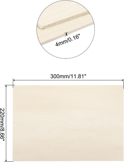 MECCANIXITY 3pcs Basswood Sheets 12 x 8 x 3/8 Inch Unfinished Wood Boards Plywood for DIY Crafts Laser Cutting with Smooth Surfaces