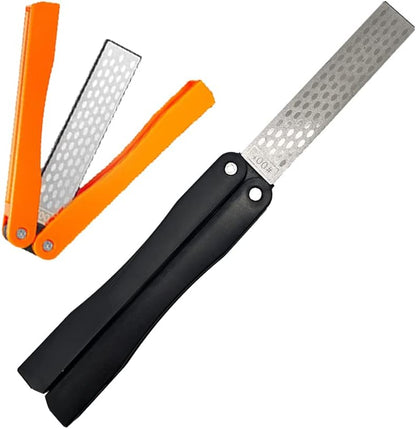 Diamond Knife sharpener Pocket Sharpening Stone #400/600 Double Sides Folding Portable Orange - 1pcs