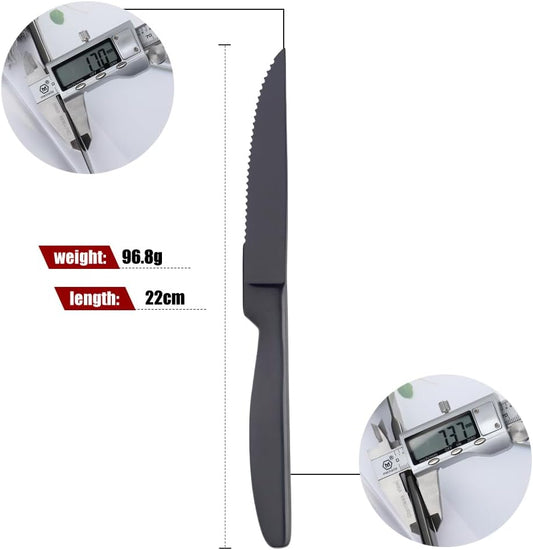 Buyer Star Steak Knife Set, 4-Piece Serrated Steak Cutlery Steak Knife, Silver Stainless Steel Steak Cutlery Knife for Home, Restaurant, Hotel, 22cm