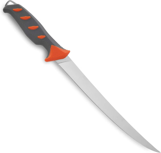 Buck Knives 146 Hookset Freshwater Fishing Fillet Knife with Anti-Slip Rubber Handle and Plastic Sheath, 9" Fixed Blade