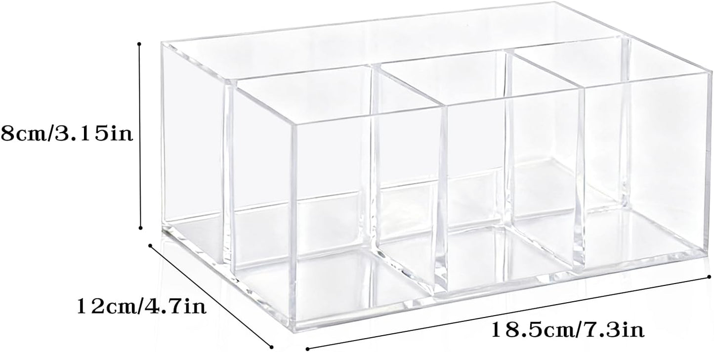 2Pack Acrylic Utensil Holder Silverware Organizer 4 Compartments Tableware Storage Box Countertop Cutlery Caddy for Forks, Knives, Spoons, Napkins, Plates，Indoor/Outdoor Use