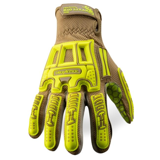 HexArmor Cut-Resistant Impact Protection PU Palm Work Gloves | Rig Lizard® Series 2095 | Large