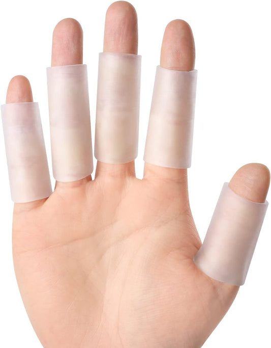 Kimihome 16 PCS Gel Finger Sleeve Protectors, Silicone Finger Sleeve Cushions and Protects, Provide Relief for Finger Cracking, Corns, Blisters and Calluses Protect (8PCS Large Size + 8PCS Medium).