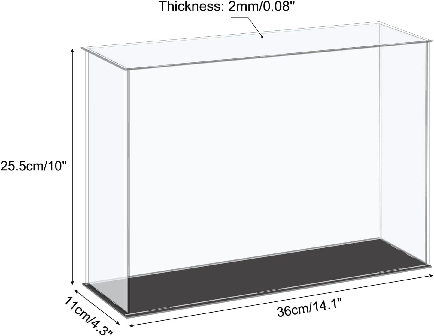 MECCANIXITY Acrylic Display Case Plastic Box Cube Storage Box Clear Small Assemble Dustproof Showcase 14.1x4.3x4.1 Inch for Collectibles Items