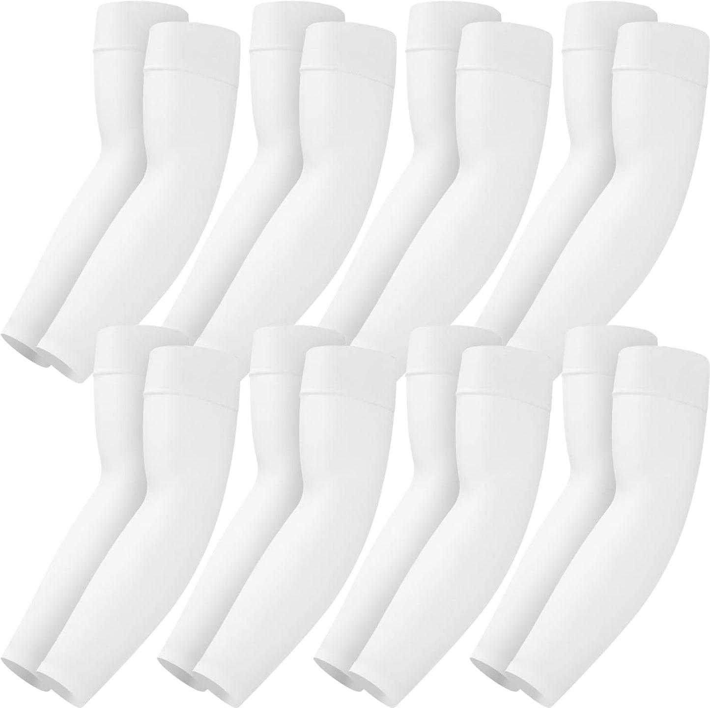 Mochabao 8 Pairs Soft Arm Sleeves, UV Sun Protection Cooling Compression Arm Covers for Outdoor Work, Sports, Men & Women