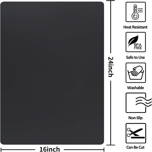 Silicone Mats for Kitchen Counter Thicker Extra Large Heat Resistant Mats Countertop Protector Liners for Bottom of Oven Air Fryer Coffee Maker, 24" x 16" x 2 mm, Translucent