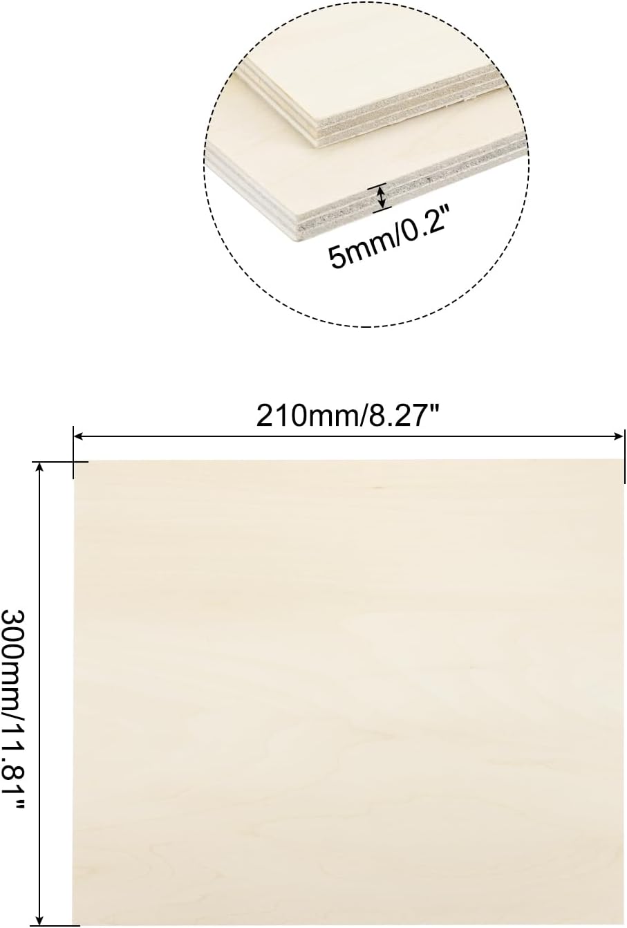 MECCANIXITY 3pcs Basswood Sheets 12 x 8 x 3/8 Inch Unfinished Wood Boards Plywood for DIY Crafts Laser Cutting with Smooth Surfaces