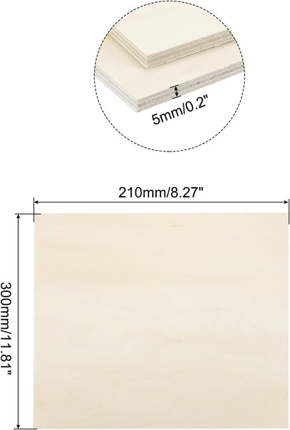 MECCANIXITY 3pcs Basswood Sheets 12 x 8 x 3/8 Inch Unfinished Wood Boards Plywood for DIY Crafts Laser Cutting with Smooth Surfaces