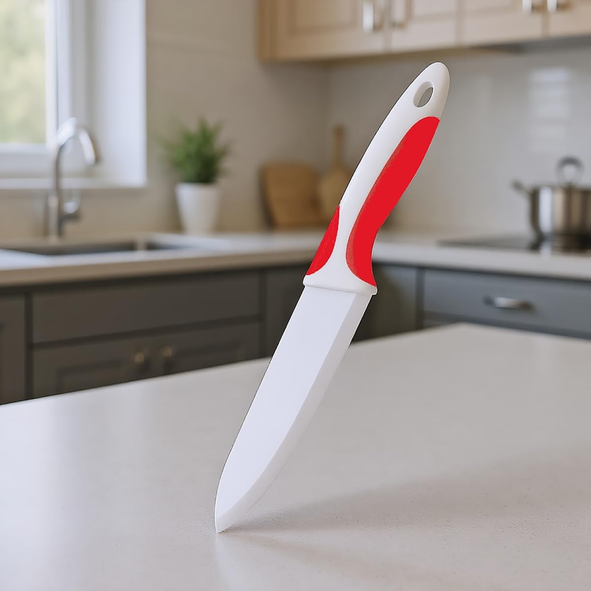 Zhiyun Professional Ceramic Kitchen Knife 6 Inch, Kitchen knife, 6” Chef knife with Sheaths Covers, Sharp Blade and Ergonomic Handle, Suitable for Chopping Meat Vegetables Fruit and bread.(Red)