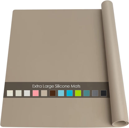 Extra Large Dark Green Countertop Mat - Silicone Table Kitchen Desk Mat - Non-Slip & Heat Resistant - Dinner Placemat Pastry Dough Rolling Mat - Colors A