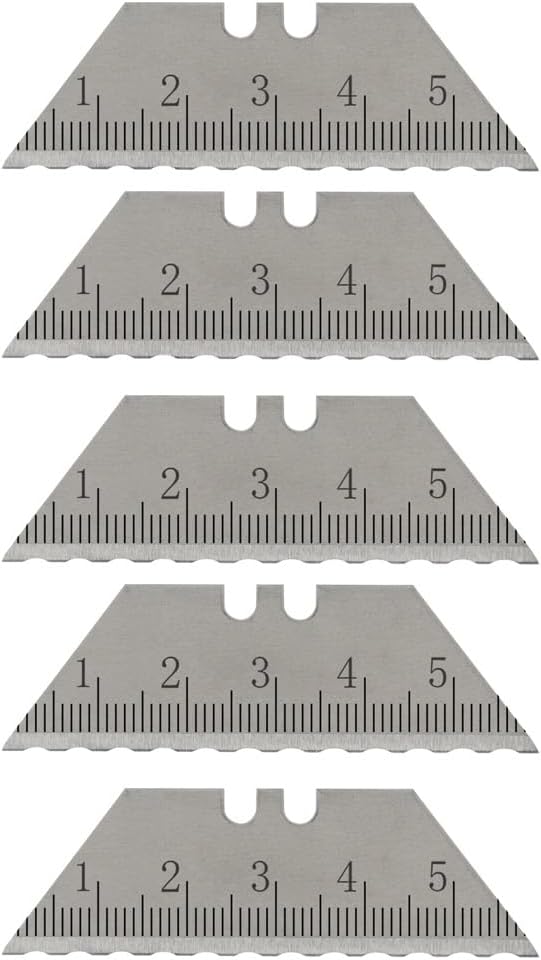 NDZ Performance Serrated Steel Blade Replacement for Utility Knife & Box Cutters, Custom Double Sided Laser Engraved Designs, Silver - Skull - 3 Pack